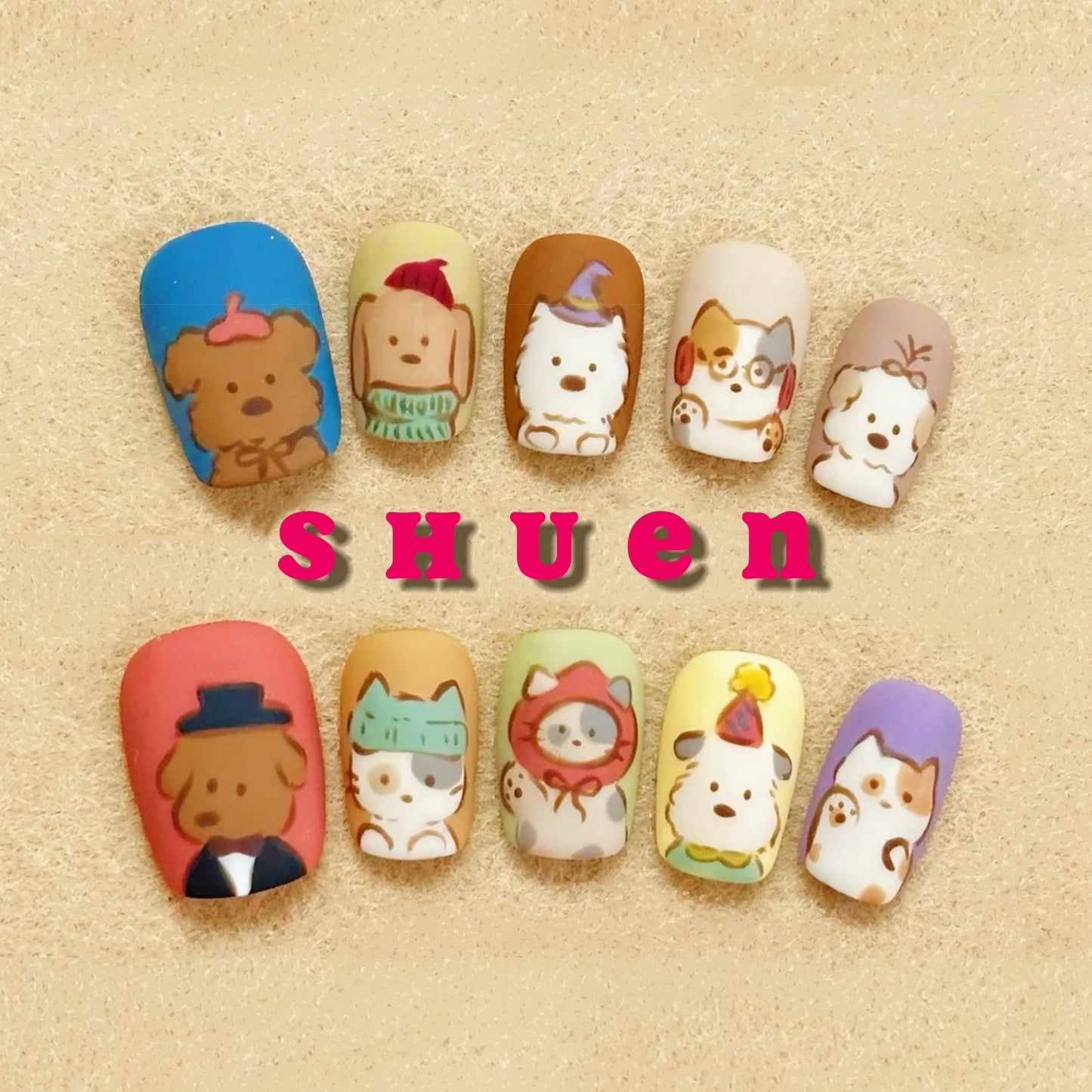 🐰🦌森のなかまたち|手描きネイルチップ(10枚セット)